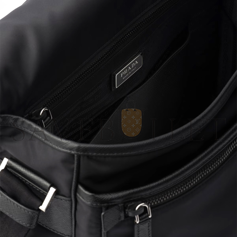 Pra*a re-nylon and saffiano leather shoulder bag 2vd768 (32*24*12cm)